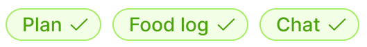 Shared access: Plan, Food log, Chat
